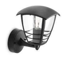 Philips Creek Outdoor Wall Lantern Black Up Light E27 IP44