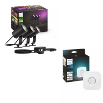Philips Hue Lily Spotlight Base Kit with Bridge – Smart Outdoor Garden Starter Set