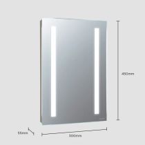 Sensio Lumino Rectangle Front-lit Rechargeable EVO+ Lithium-Ion Battery LED Mirror - Natural White - 300mm x 450mm