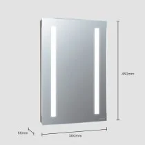Sensio Lumino Rectangle Front-lit Rechargeable EVO+ Lithium-Ion Battery LED Mirror - Natural White - 300mm x 450mm