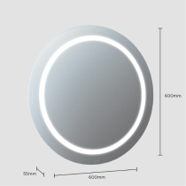 Sensio Lumino Round Front-lit Rechargeable EVO+ Lithium-Ion Battery LED Mirror - Natural White - ø600mm