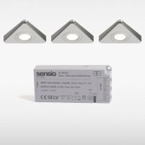 Sensio Treos Slim Triangle Under Cabinet Light - 3 Light Kit Inc Driver - Natural White