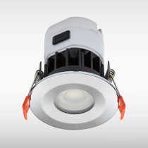 Sensio TrioTone LED Shower Downlight, IP65, Fire Rated, Acoustic Rated, White/Chrome/Steel
