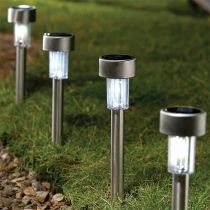 Status White LED Solar Stainless Steel Stake Light