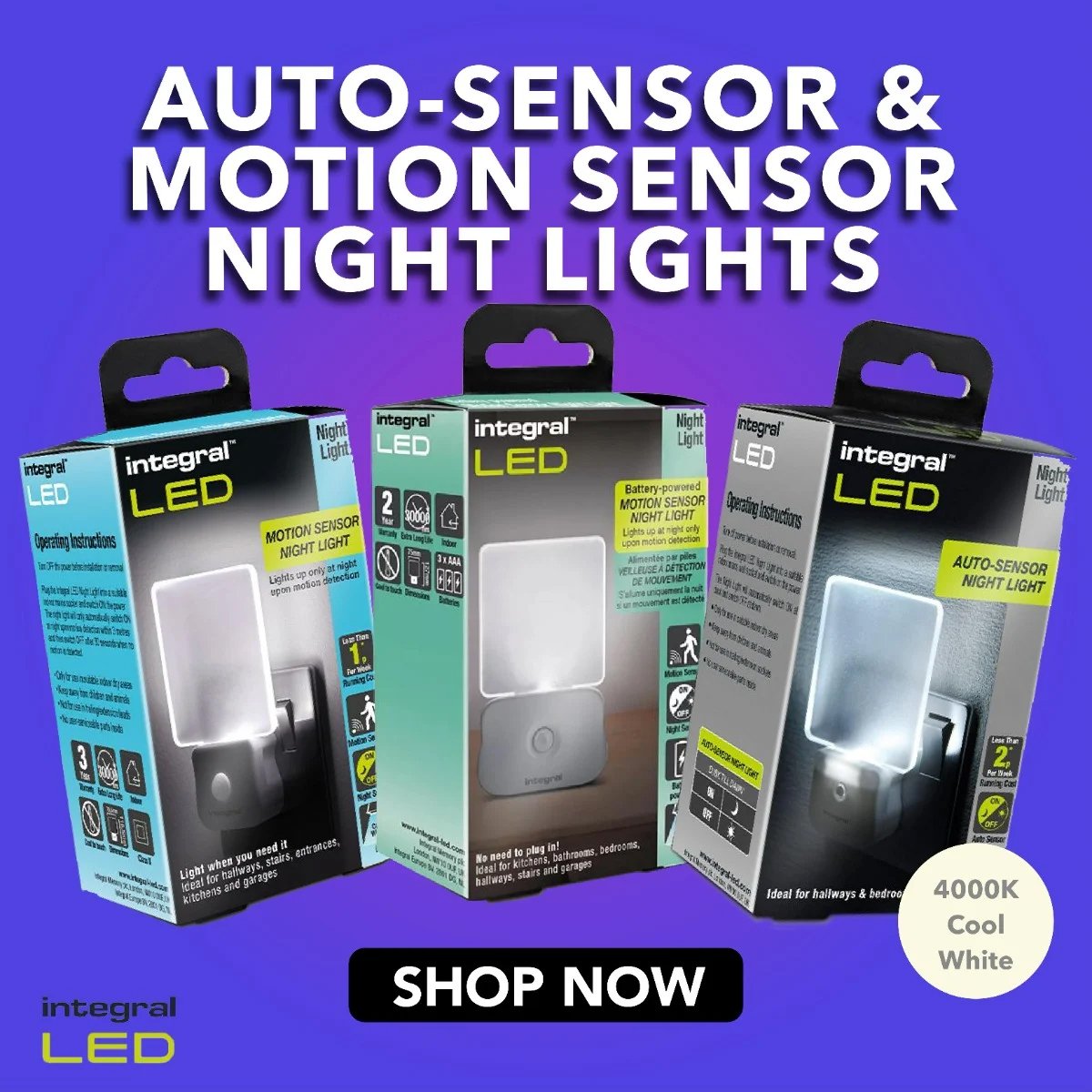 auto sensor and motion sensor night lights