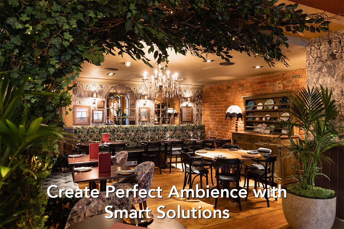 Restaurant with smart lighting and ambiance control