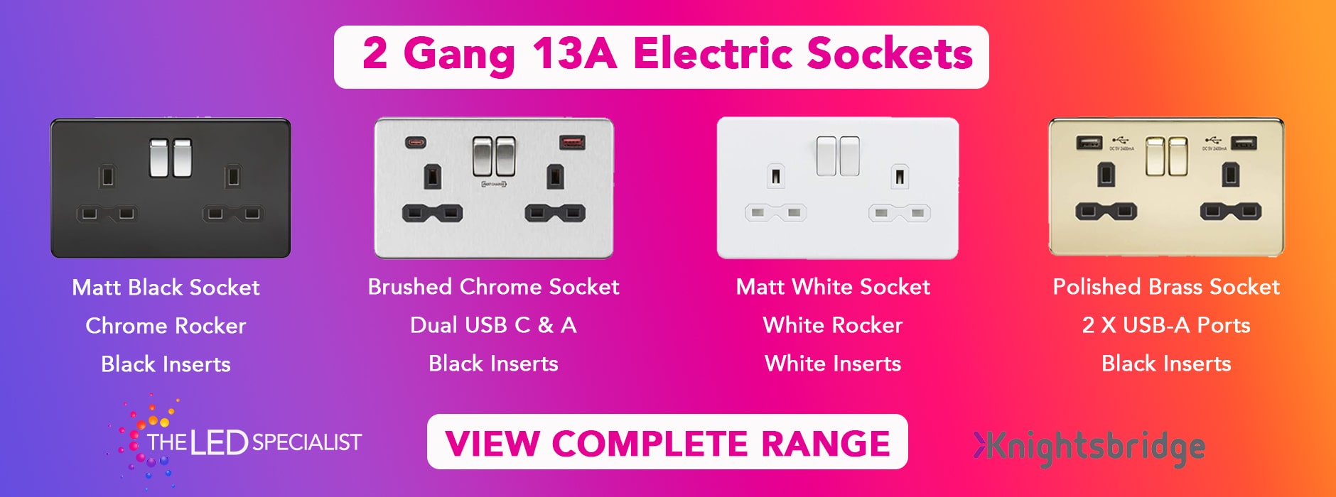 2 gang plug socket with or without USB
